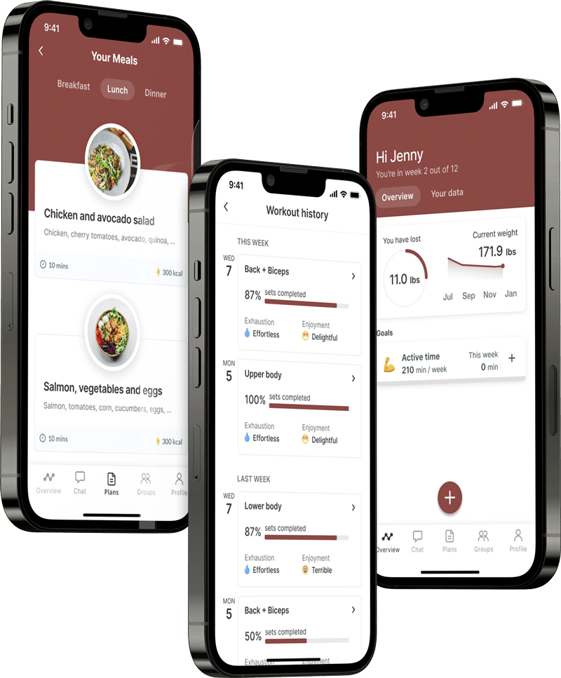 A mockup of the coaching app showcasing the features.